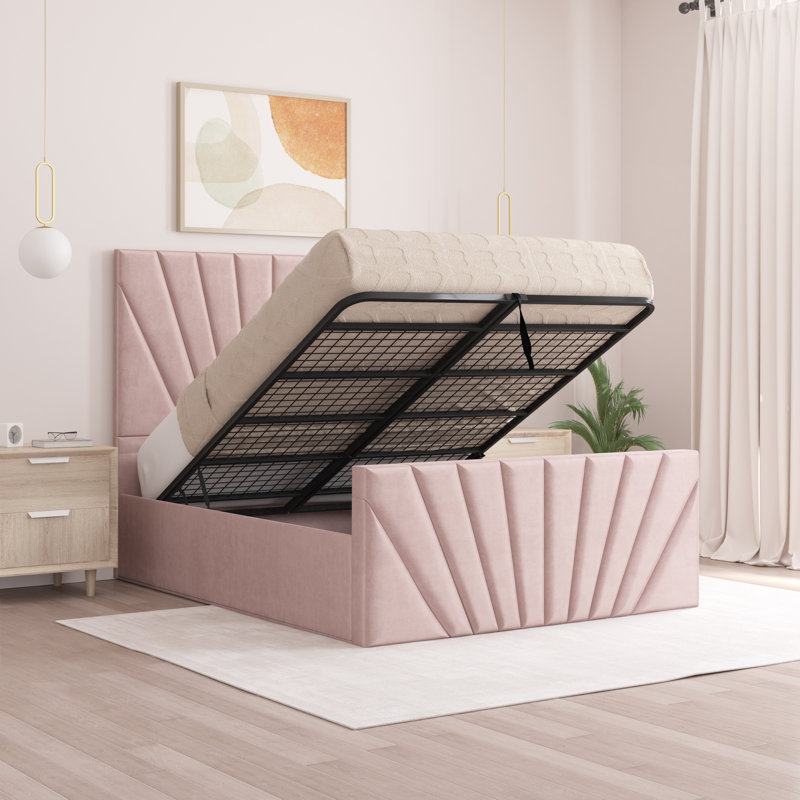 Odolo Upholstered Ottoman Storage Bed, Small Double (4'), Pink