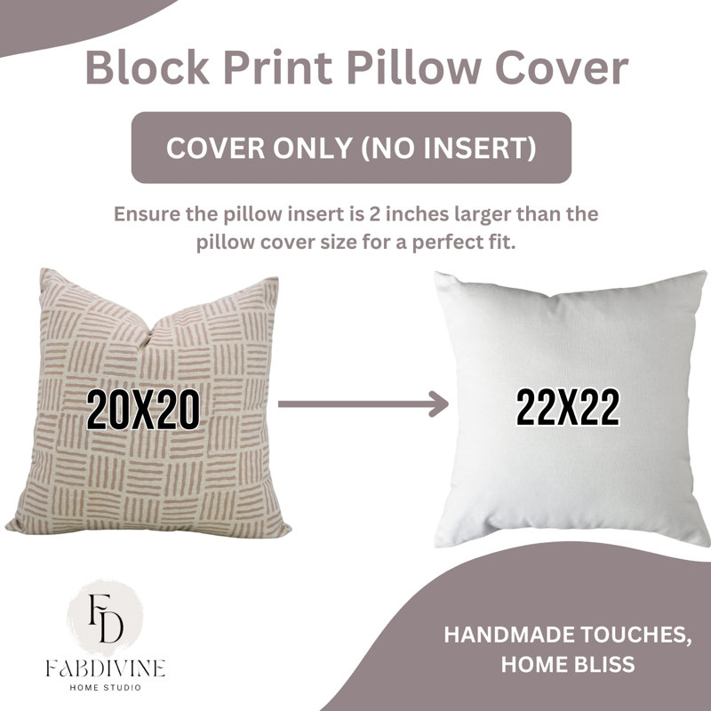 Coussin à motif de fleurs fabriqué à la main Fabividine, Carré 24 po, Géométrique pêche