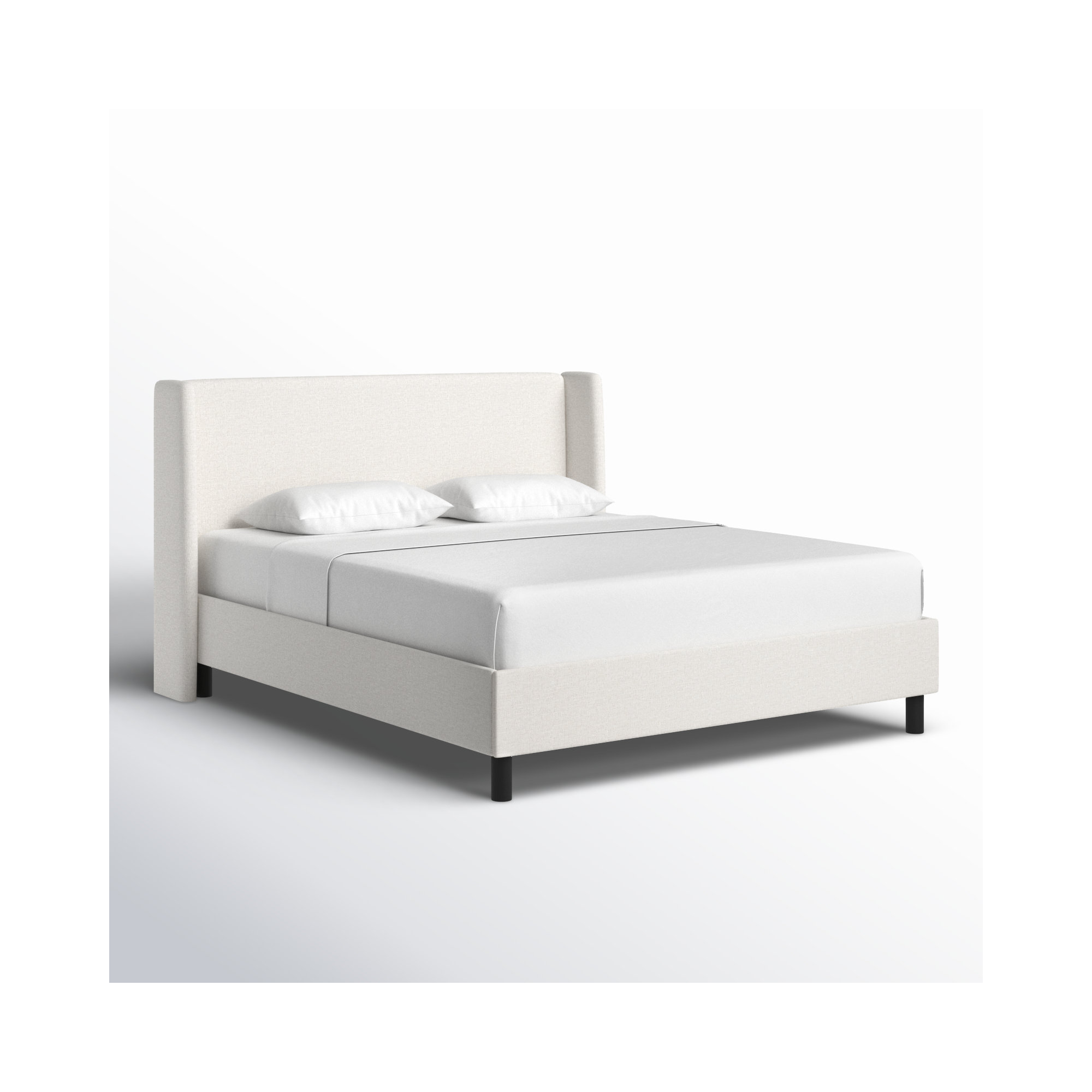 Tilly Upholstered Low Profile Platform Bed, California King, Zuma White Textured Linen