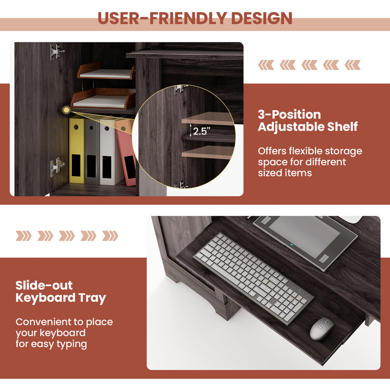 Aviyon L-Shaped Computer Desk, Dark Brown