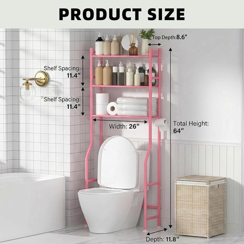 Rangement à 3 niveaux au-dessus de la toilette, Rose