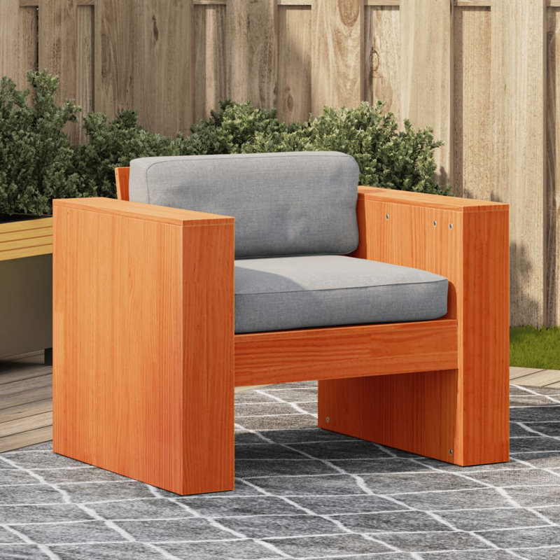 Navya Wood Outdoor Lounge Chair, Wax Brown