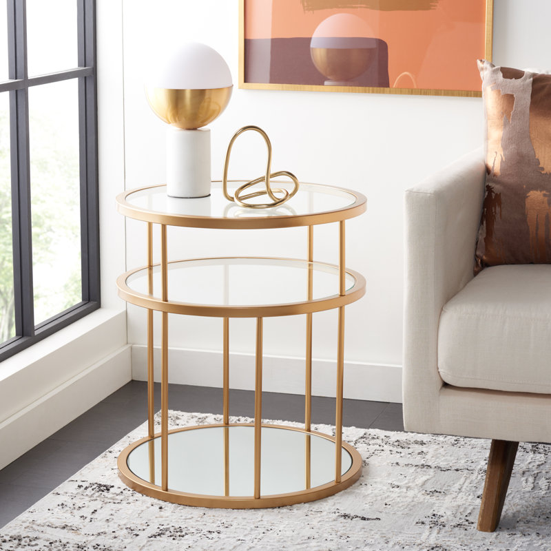 Glass Top End Table, Gold