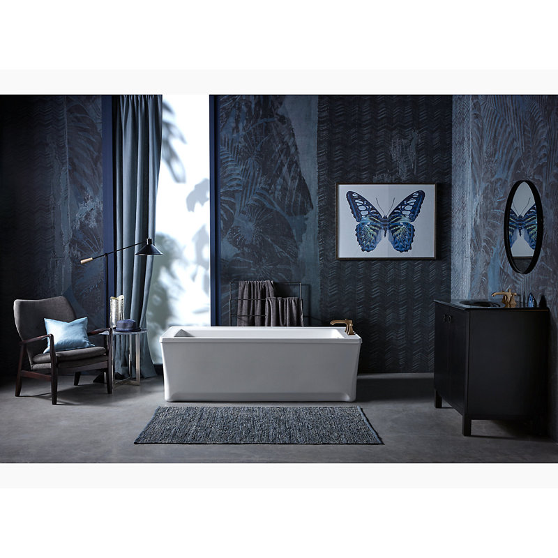 Archer 68" x 32" Freestanding Soaking Acrylic Bathtub, White
