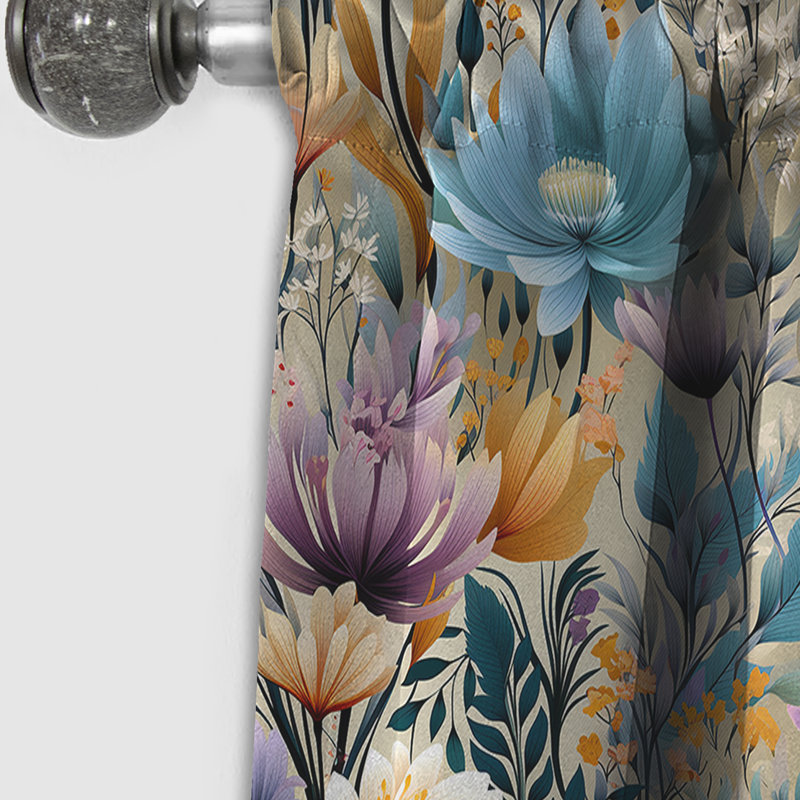 Motif botanique pastel arc-en-ciel I - Rideau floral - Rideau occultant floral - 1 panneau, L 52 po x L 120 po