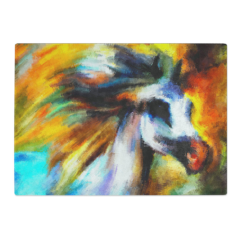 Colourful Horse Painting Chopping Board, 0.4cm H x 20cm W x 28.5cm L