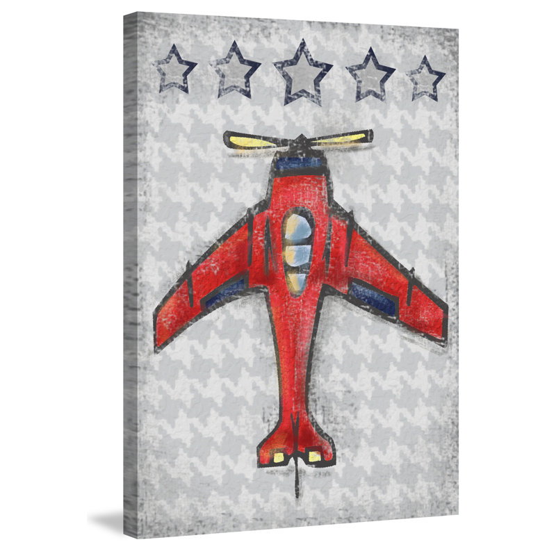 "Red Plane" by Reesa Qualia Painting Print on Wrapped Canvas, 24" H x 16" W x 1.5" D