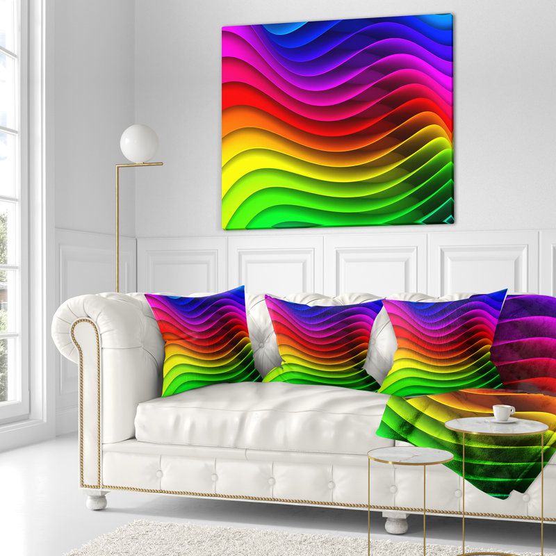 Motif de vagues arc-en-ciel - imprimé abstrait, 16 po x 1 po, Carré