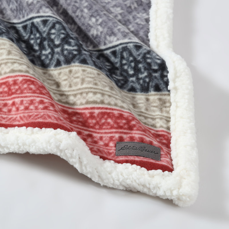 Très grand jeté en molleton / sherpa moelleux imprimé Eddie Bauer, Gris Fair Isle