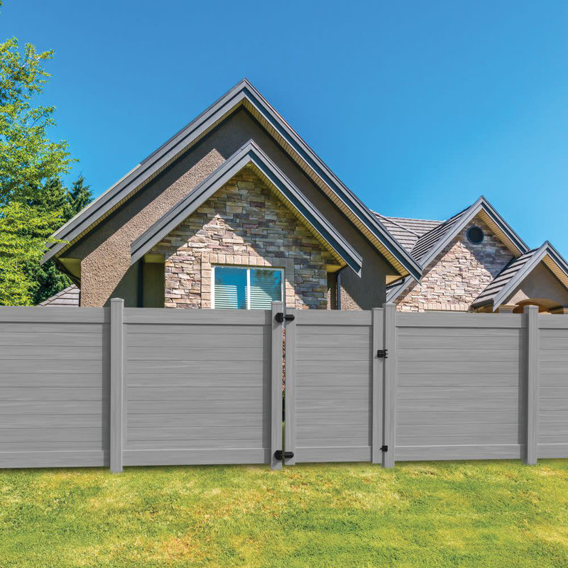 Horizontal Fence 5 in. x 5 in. x 108 in. Gray Vinyl End Post