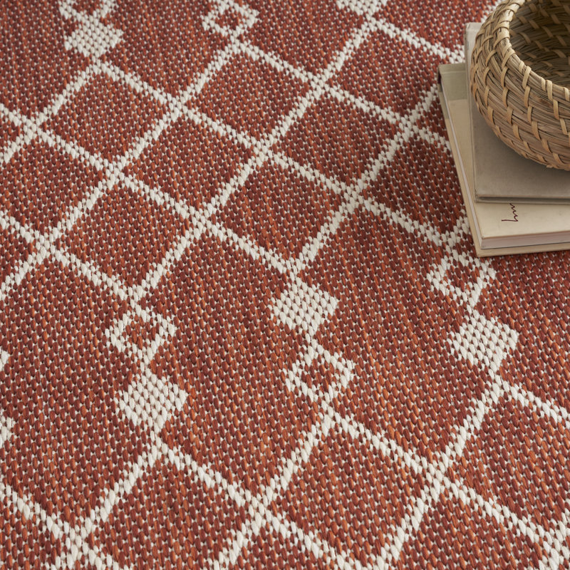  Positano 6' x Round Terracotta Modern Rug, Terracotta, Round 6'