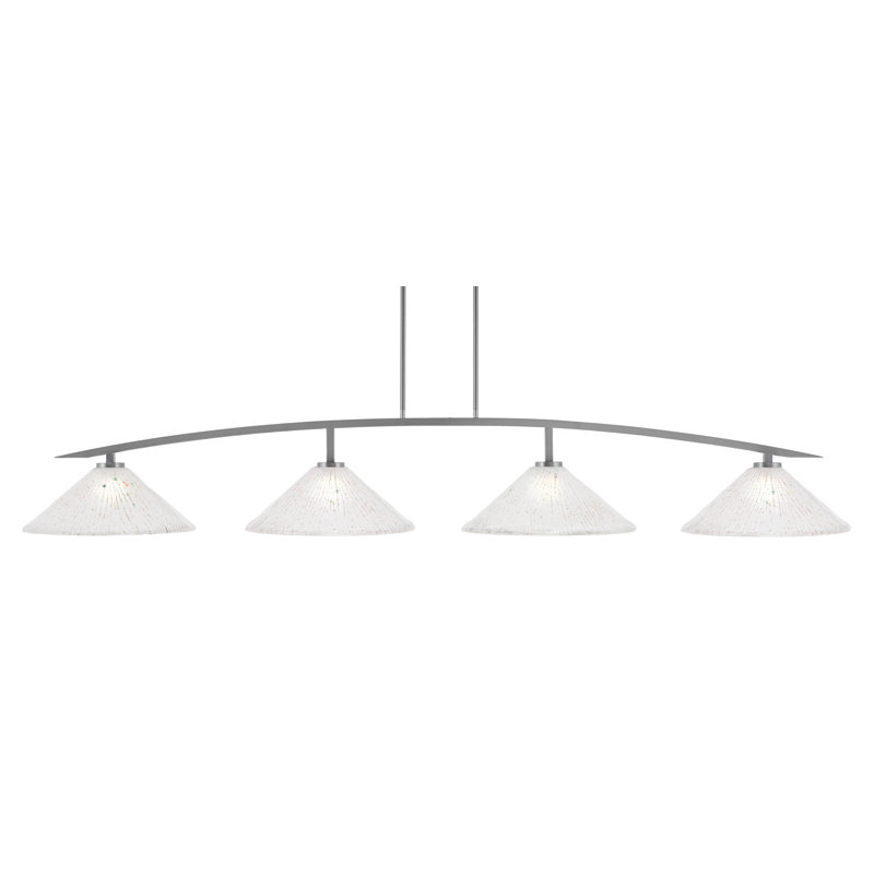 Barre d'éclairage 4 lumières kurve au fini graphite avec verre cristal 16 po, Transparent