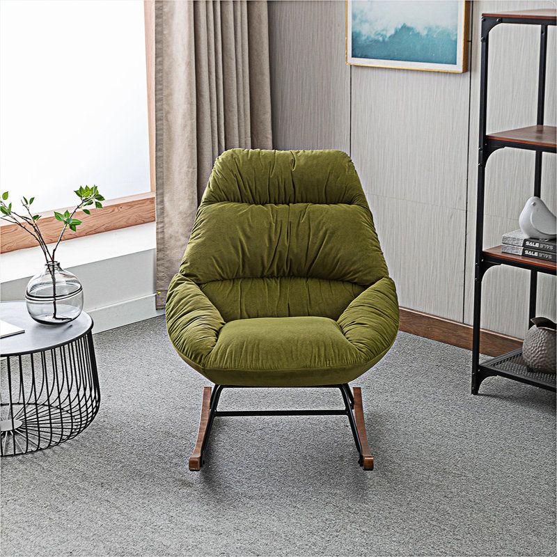 Chaise berçante Ireri, Velours vert olive
