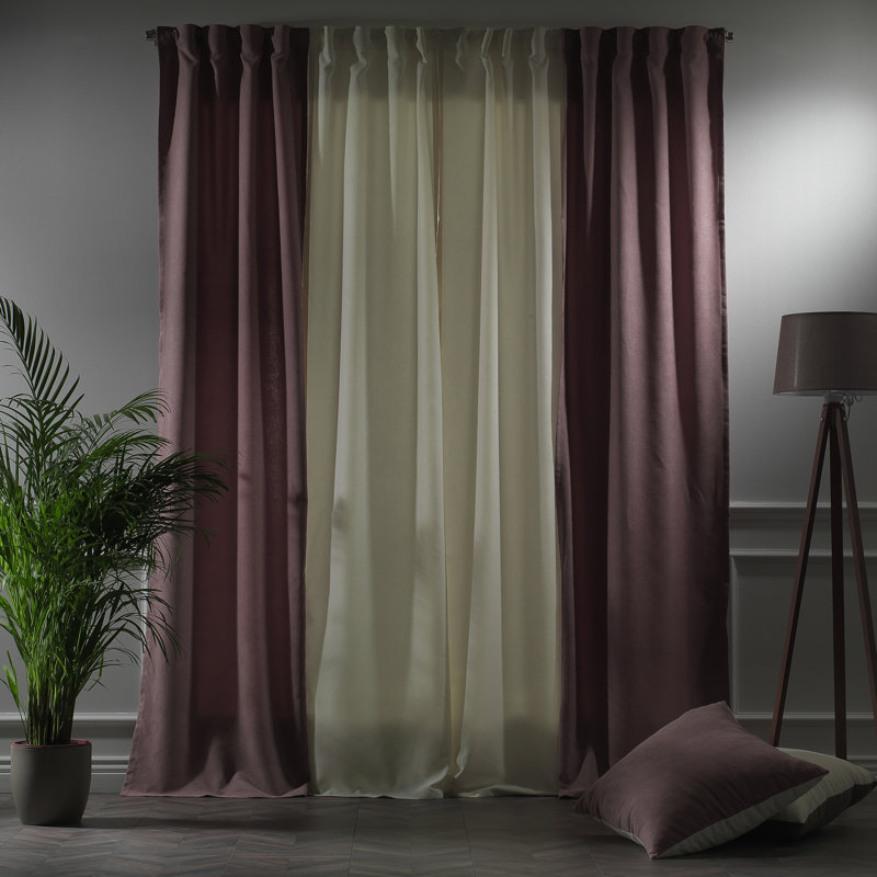 Rideau de fenêtre décoratif de chaque panneau de 27 po de largeur, Crème / rosé, L 27 po x L 95 po