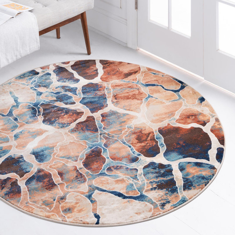 Abstract Indoor Rug, Round 7'10"