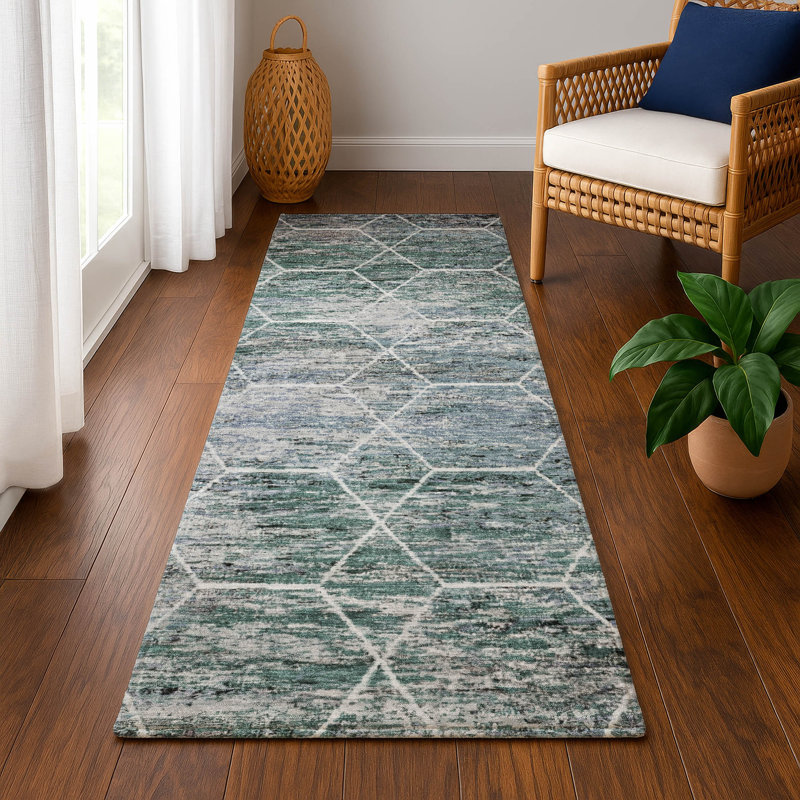 Premium Machine Washable Lubbers AMF1724 Geometric Rug, Runner 2'3" x 7'6"