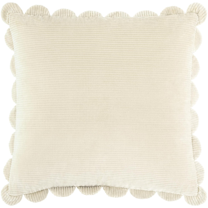 Coussin décoratif en velours côtelé, Carré 20 po, Polyester, Crème, crème