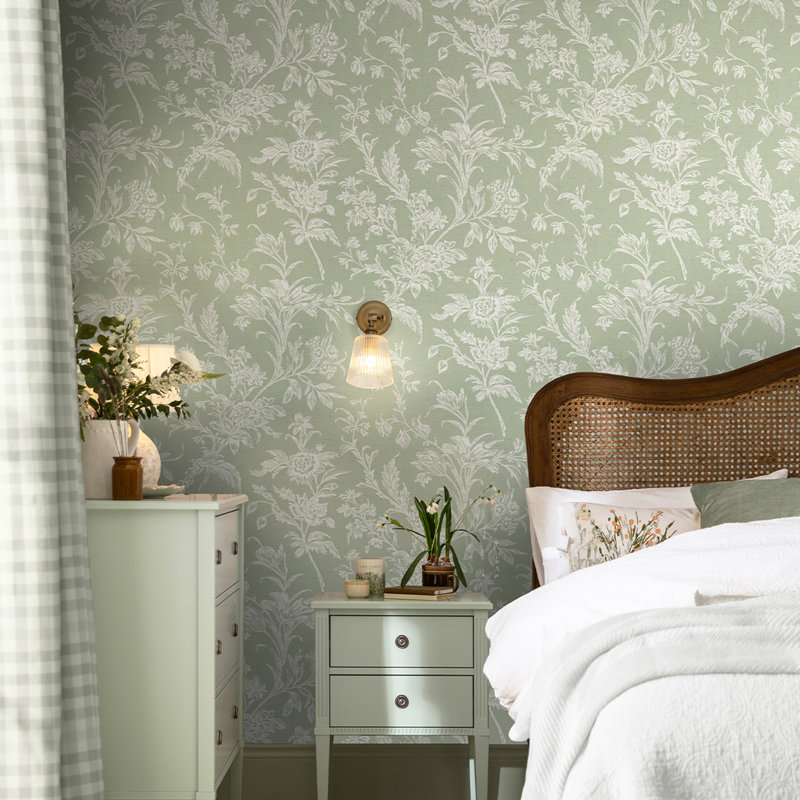 Laura Ashley, papier peint vert sauge Lloyd
