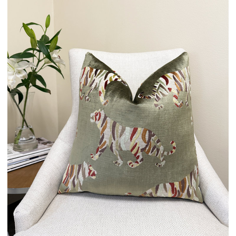 Housse de coussin Tiger, Carré 22 po, Vert