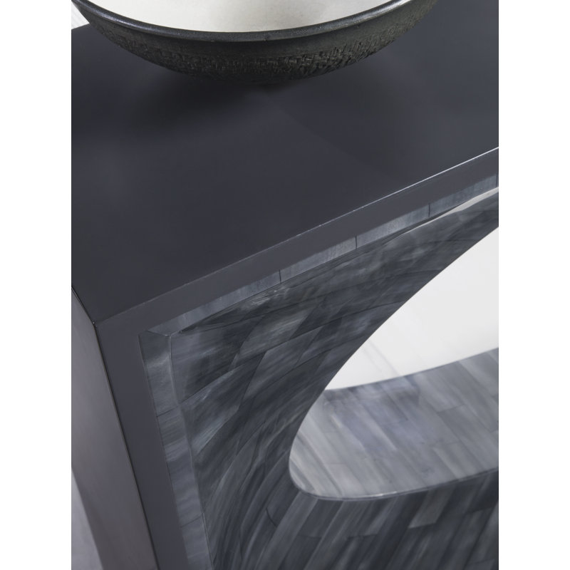 Elation 72" Gray Resin and Stone Rectangular Console Table