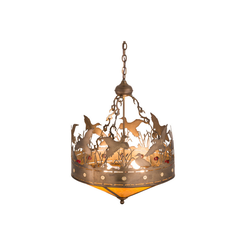 Rustic Lodge Pendant, 33" H x 24" W x 24" D, Silver