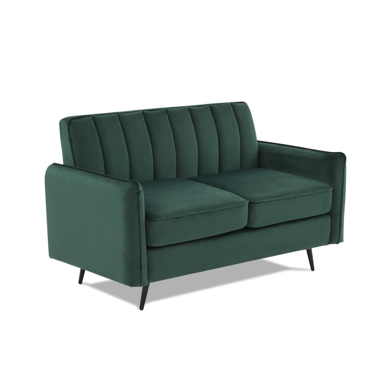 Acke 2 Seater Velvet Loveseat, Dark Green