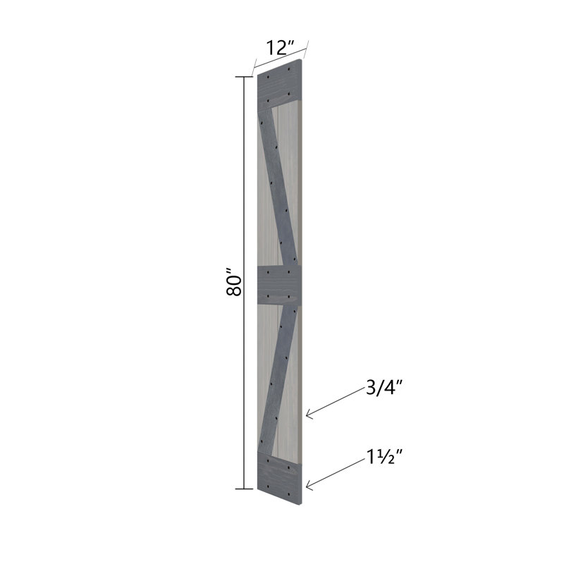 Porte de grange double pliante en bois massif de style K avec ensemble de quincaillerie - Assemblage requis, 48 po x 80 po
