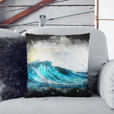 Wave View Paint Splash Cushion with Filling