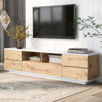 Modern Tv Console For 80" Screens: Ample Space And Door Rebound Convenience Stand Televisions: Quality Materials A Lasting Impression