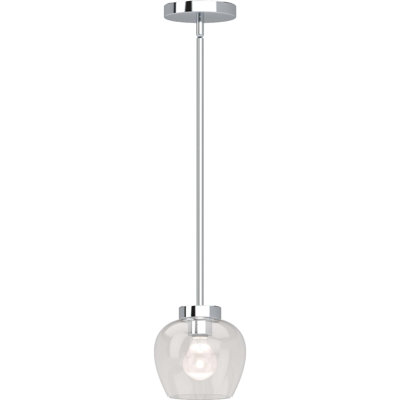 Mini-luminaire suspendu en nickel poli 1 lumière avec abat-jour en verre transparent Paymar
