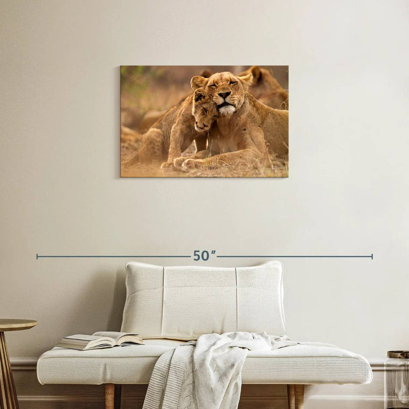 Lioness And Cub, 20" H x 30" W