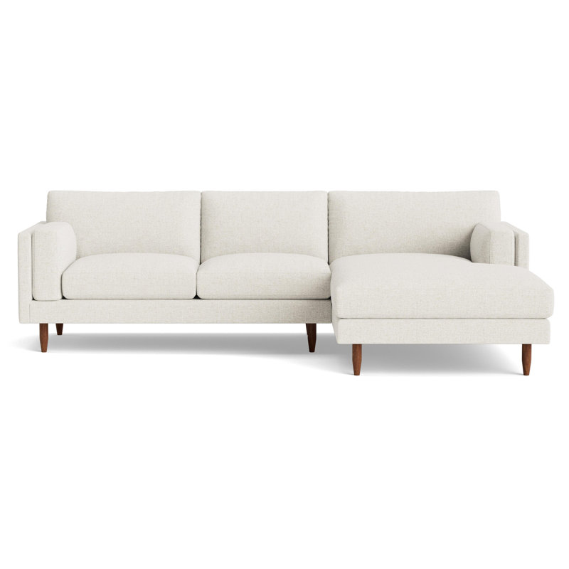 Skinny Fat Chaise Sectional, Velvet - Beige, Right Hand Facing