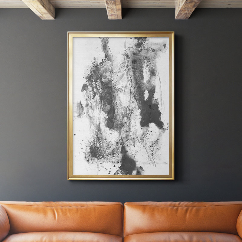 Graphite abstrait III, reproduction encadrée de qualité supérieure - prête à être accrochée, Or