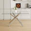 Grande table de salle à manger rectangulaire moderne en verre minimaliste avec plateau en verre trempé de 0,39 po et pieds en métal chromé argenté, pour la salle à manger, le salon, la salle de réunion et la salle de banquet