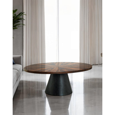 Table basse ovale de style contemporain avec base cylindrique pour le salon