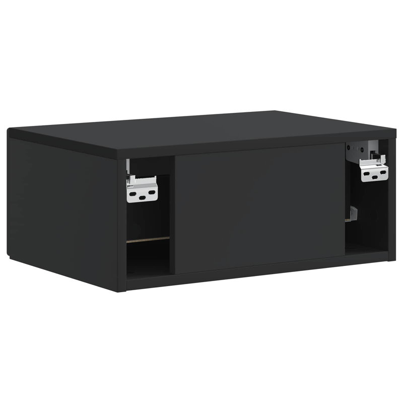 49cm W Manufactured Wood Bedside Table, Black