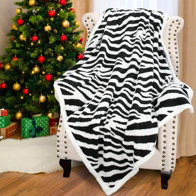 Catalonia Sherpa Throw Blanket, Super Soft Fuzzy Plush Bed Throw TV Blanket, 50" x 60", Holiday Throw