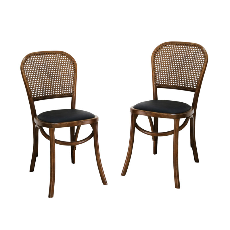 Ensemble de deux chaises d'appoint à dossier ouvert en similicuir brun Gracie Mills Alden