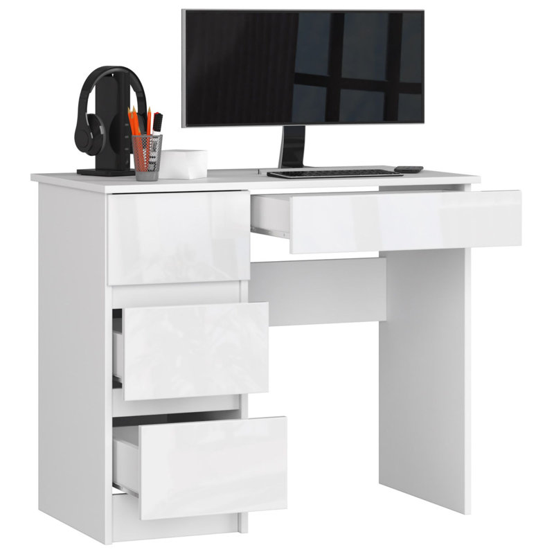 Elizeabeth Writing Desk, Left Hand Return, White Gloss