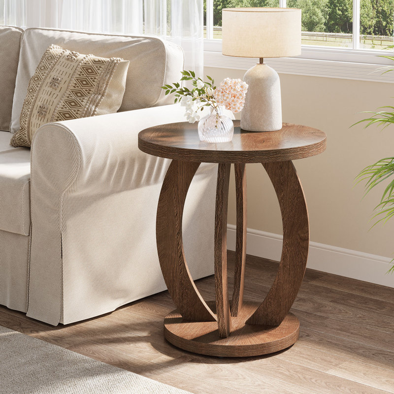 24-Inch Tall Round End Table, Brown