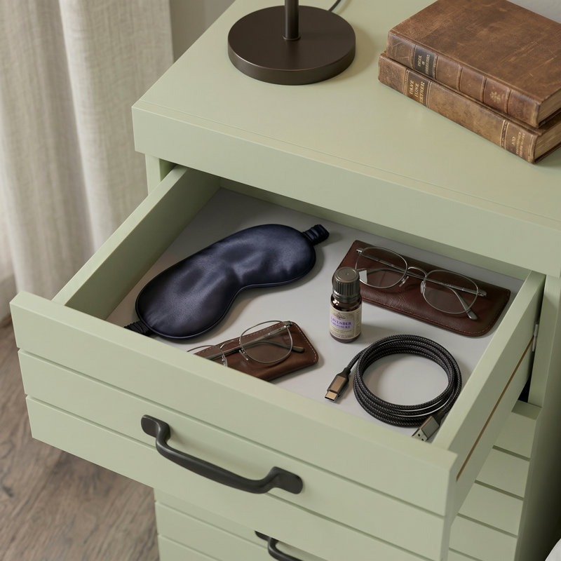Allington 3 Drawer Bedside Table, Sage Green