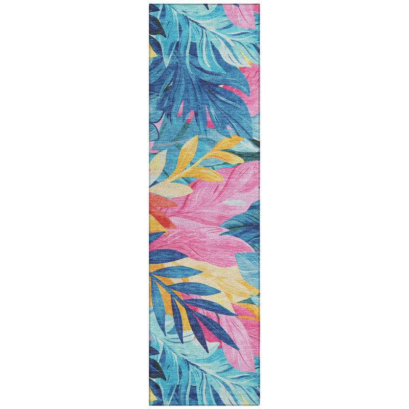 Frayura Blue Washable Indoor-Outdoor Rug - LOOMLAN, 2'3" x 7'6"