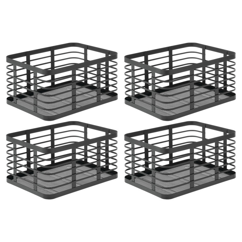 Metal Pantry Basket with Handles - Pantry Storage Baskets for Fruits and Vegetables - Set of 4, 54.9, Black