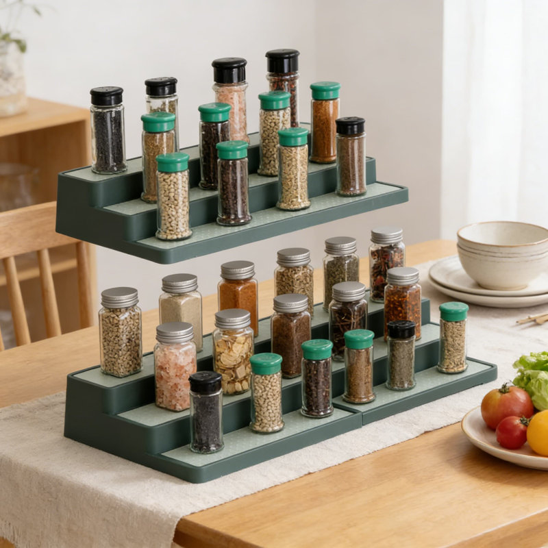 Étagère à épices extensible à 3 niveaux - Tablette de rangement polyvalente pour comptoir de cuisine, garde-manger, salle de bain, bureau et chambre à coucher