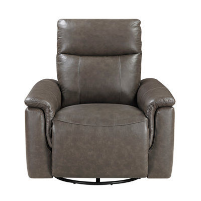 Dark Brown Premium Leather Gliding Swivel Recliner Chair For Luxury Living Room