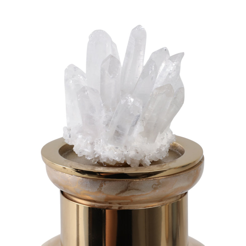 Sagebrook Home 15" Frances Small Quartz Crystal Cluster Glass Bottle, 15" H x 5" W x 5" D