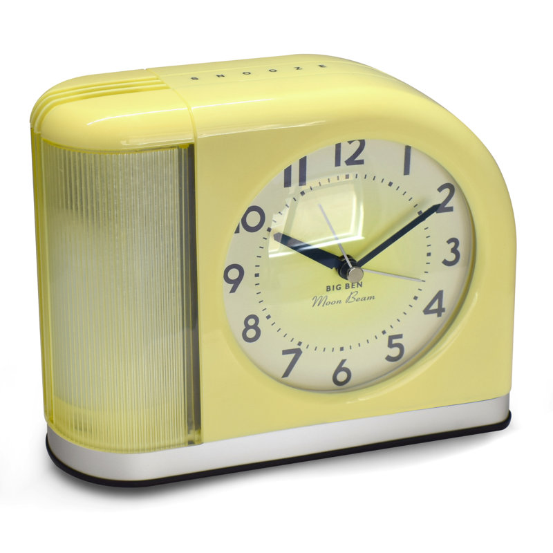 Réveil-matin jaune Moonbeam avec port de charge USB et cadran lumineux, Yellow