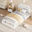 Structure de lit simple avec tête de lit en bois massif avec pied de lit surélevé, taille simple, plateforme basse, support de lattes robuste, finition naturelle, utilisation dans la chambre à coucher-698997035