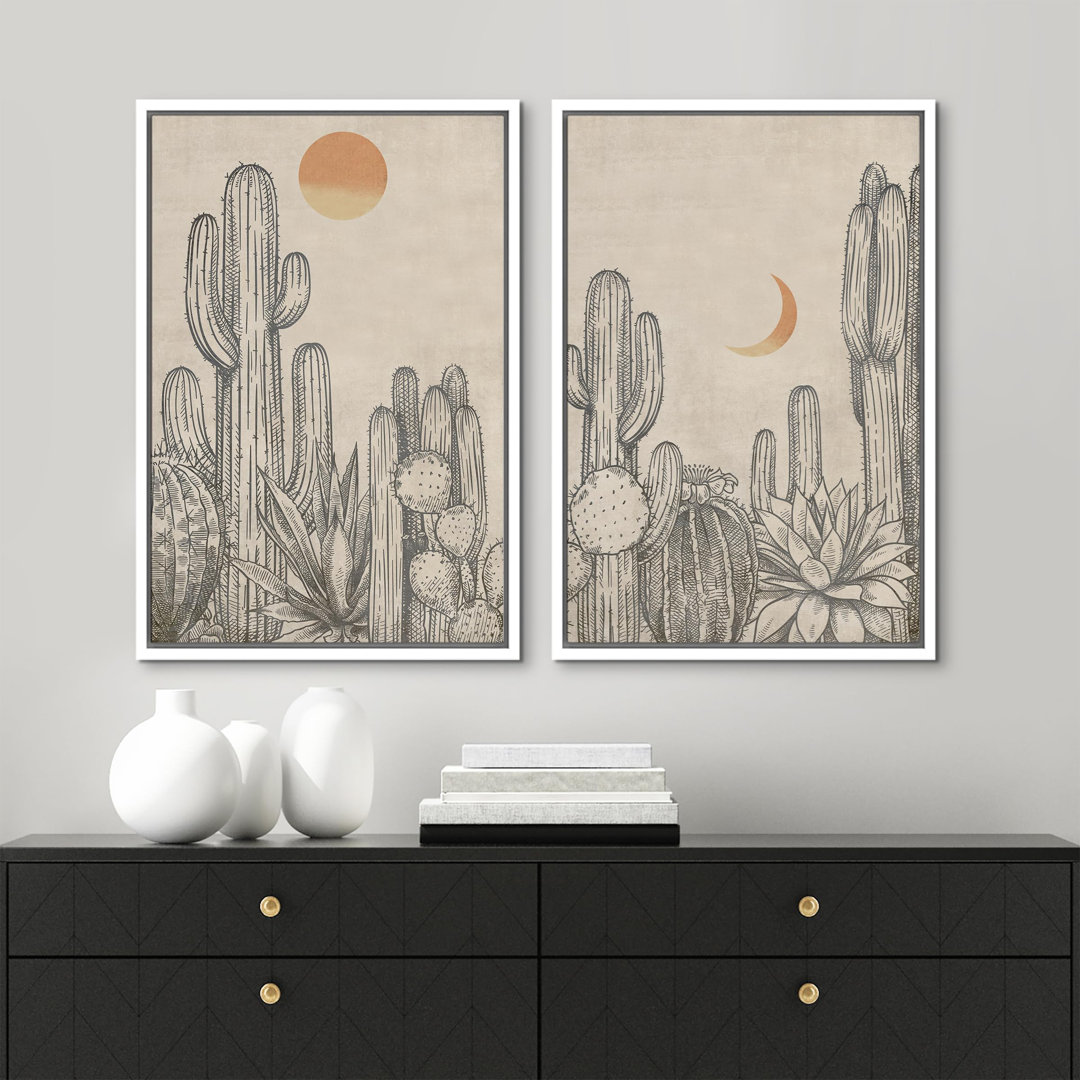 " Grunge Pastel Paint Stroke Landscape Abstract Shapes " 2 - Pieces on Canvas wall26 Frame 