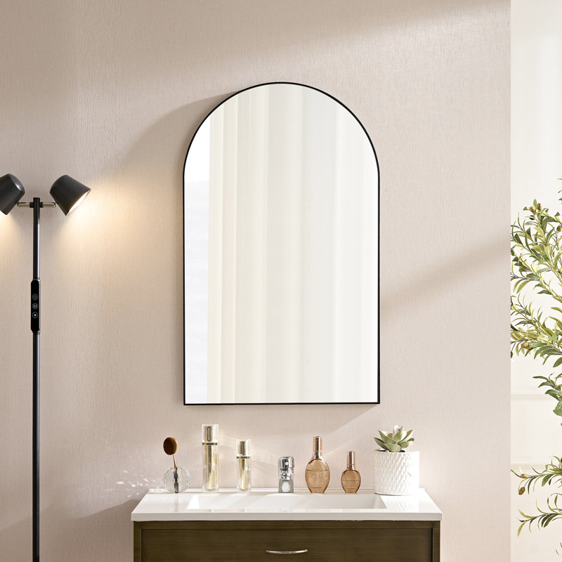 Miroir mural de chambre à coucher en métal noir 30 po x 40 po - Reproduction 1: 1, installation sûre et facile 40 po x 30 po pour verre flotté haute définition, simple
